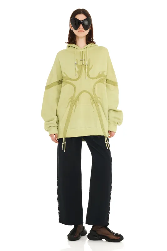 OLIVE FLAMES STAR HOODIE sold by Collina Strada