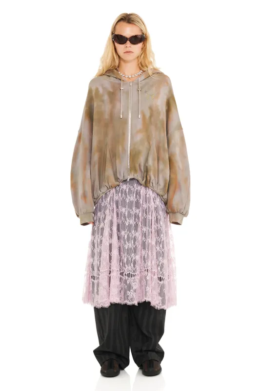 REISHI AURORA GATHERED ZIP UP HOODIE made by Collina Strada