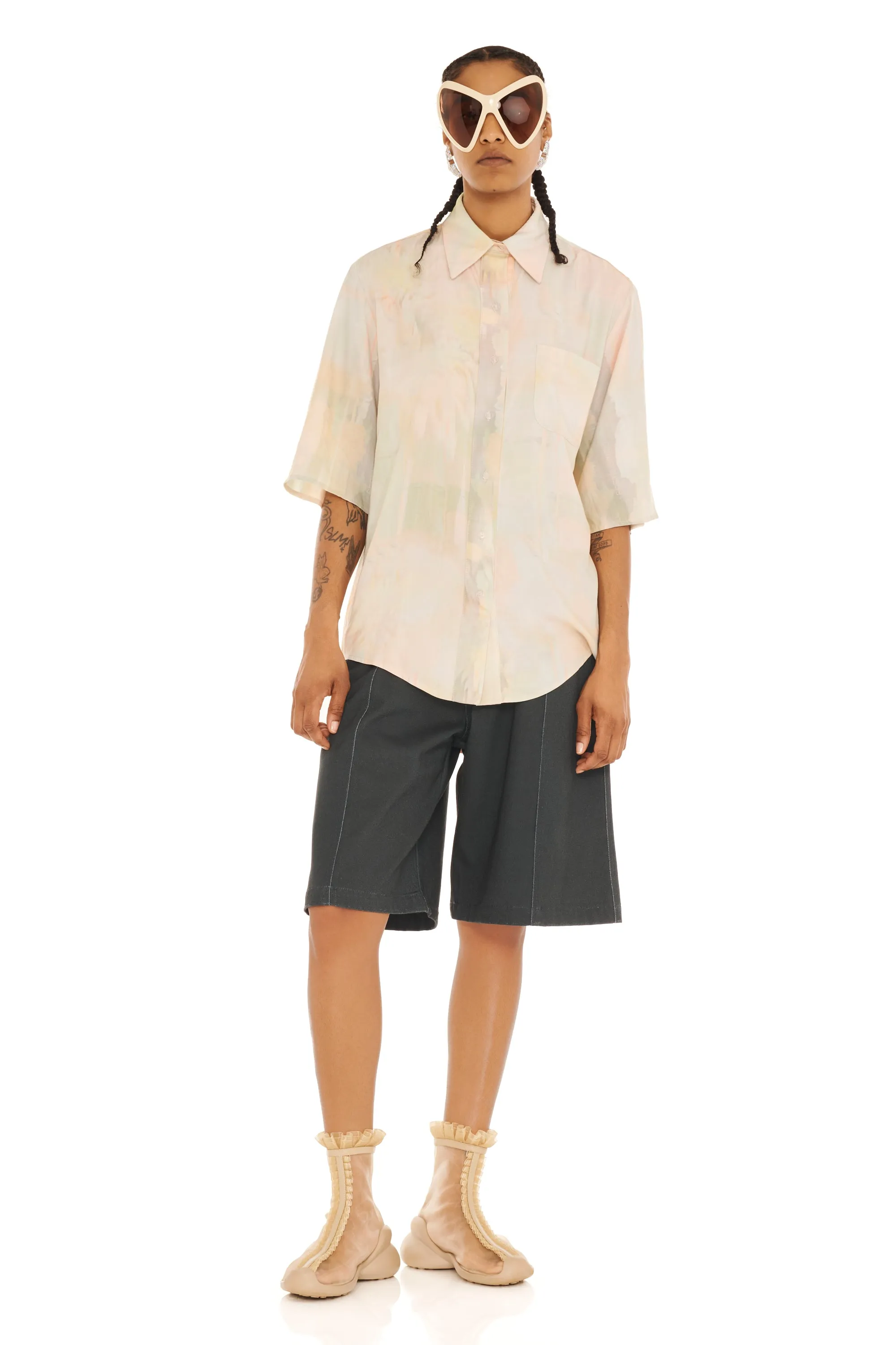 GUA SHA PLAID SUNNY BUTTON UP sold by Collina Strada