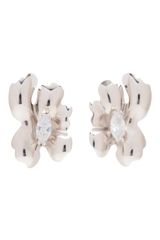 CRYSTAL CLEAR MOLTEN FLOWER EARRING sold by Collina Strada