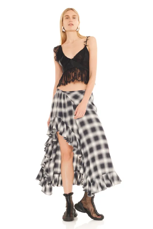 FOG PLAID FLORIST SKIRT made by Collina Strada