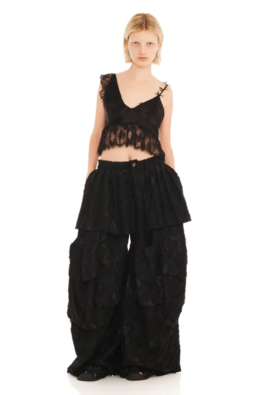 BLACK JACQUARD HAZEL CARGO PANT sold by Collina Strada