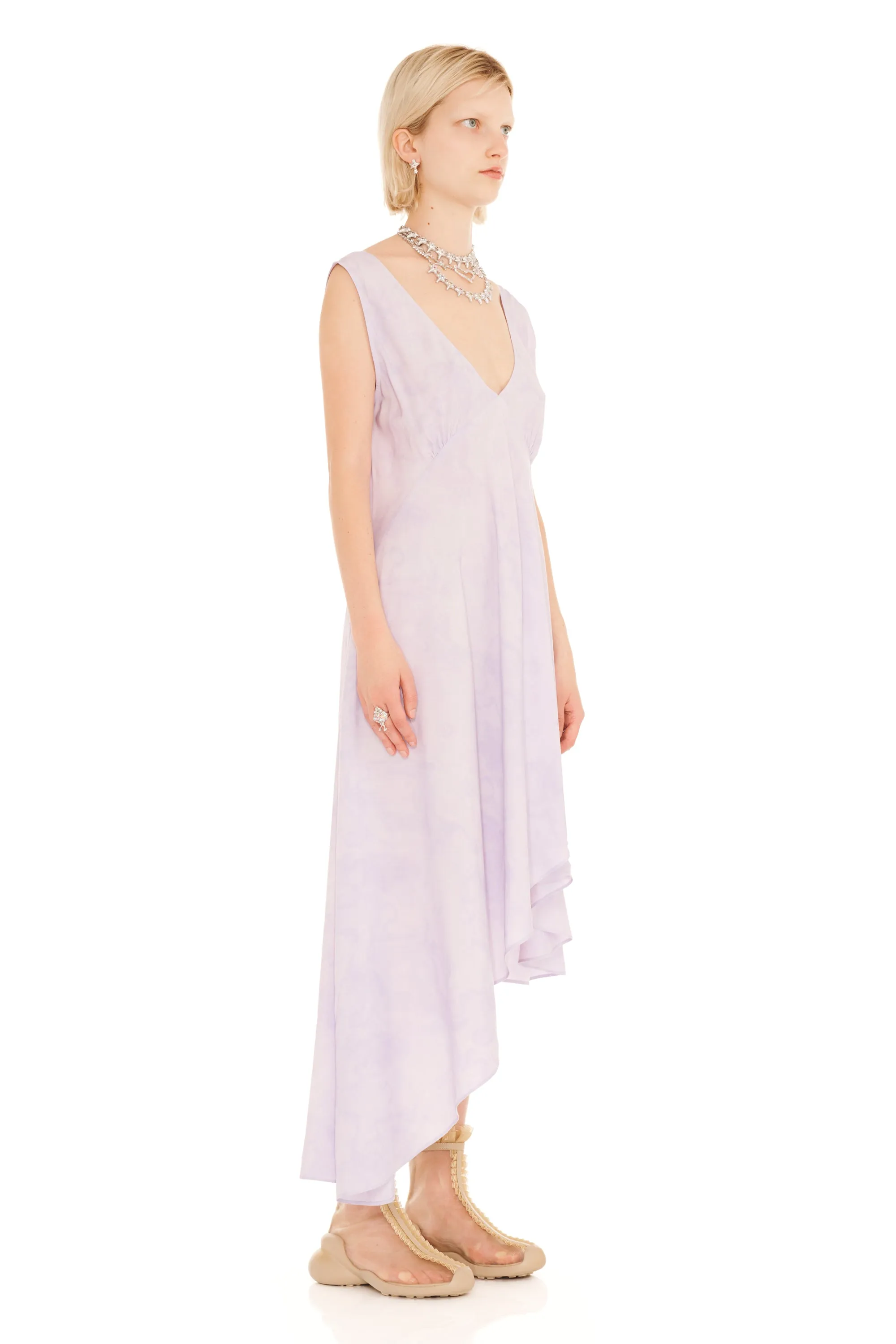 LILAC FLORAL SCRIBBLE TULIP DRESS sold by Collina Strada product image thumbnail 5