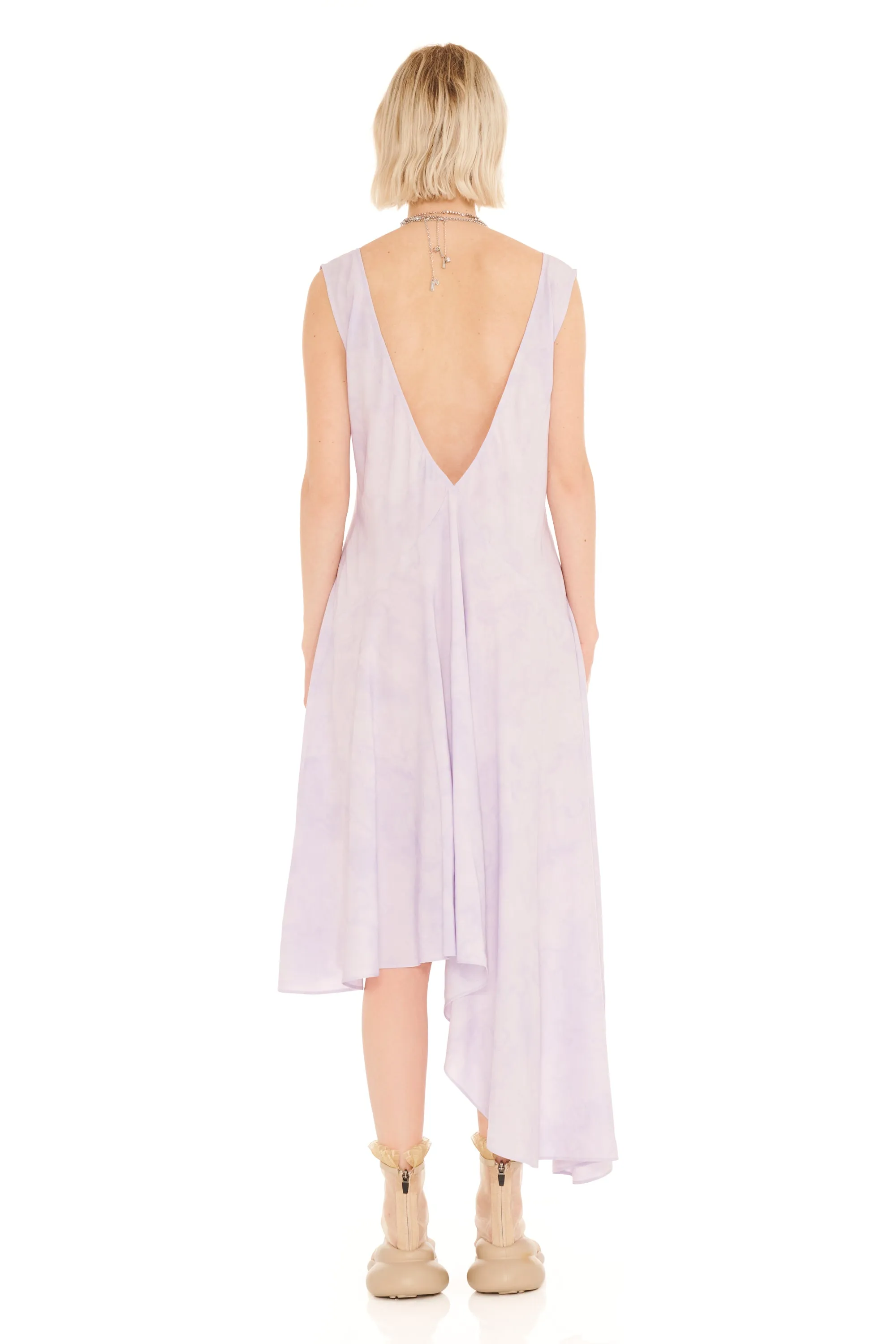 LILAC FLORAL SCRIBBLE TULIP DRESS sold by Collina Strada product image thumbnail 3