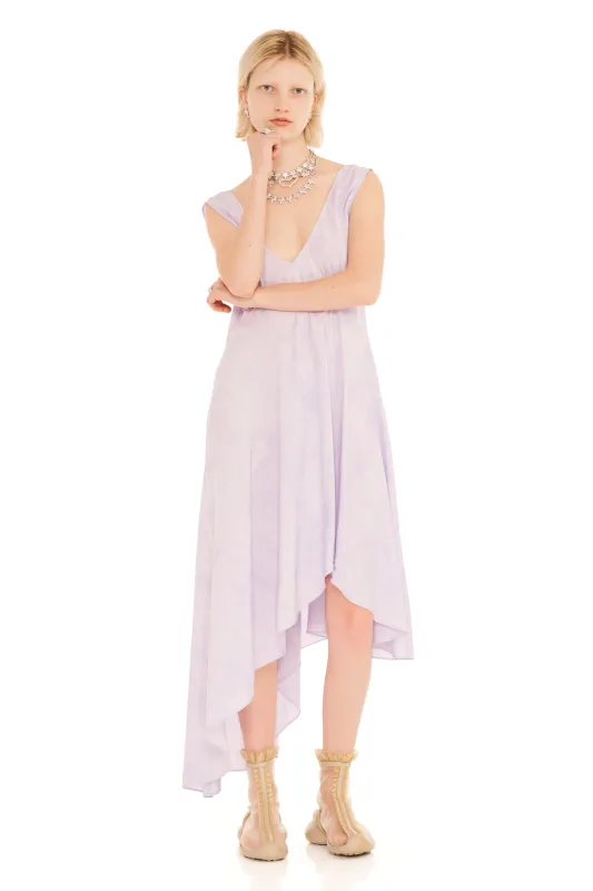 LILAC FLORAL SCRIBBLE TULIP DRESS made by Collina Strada