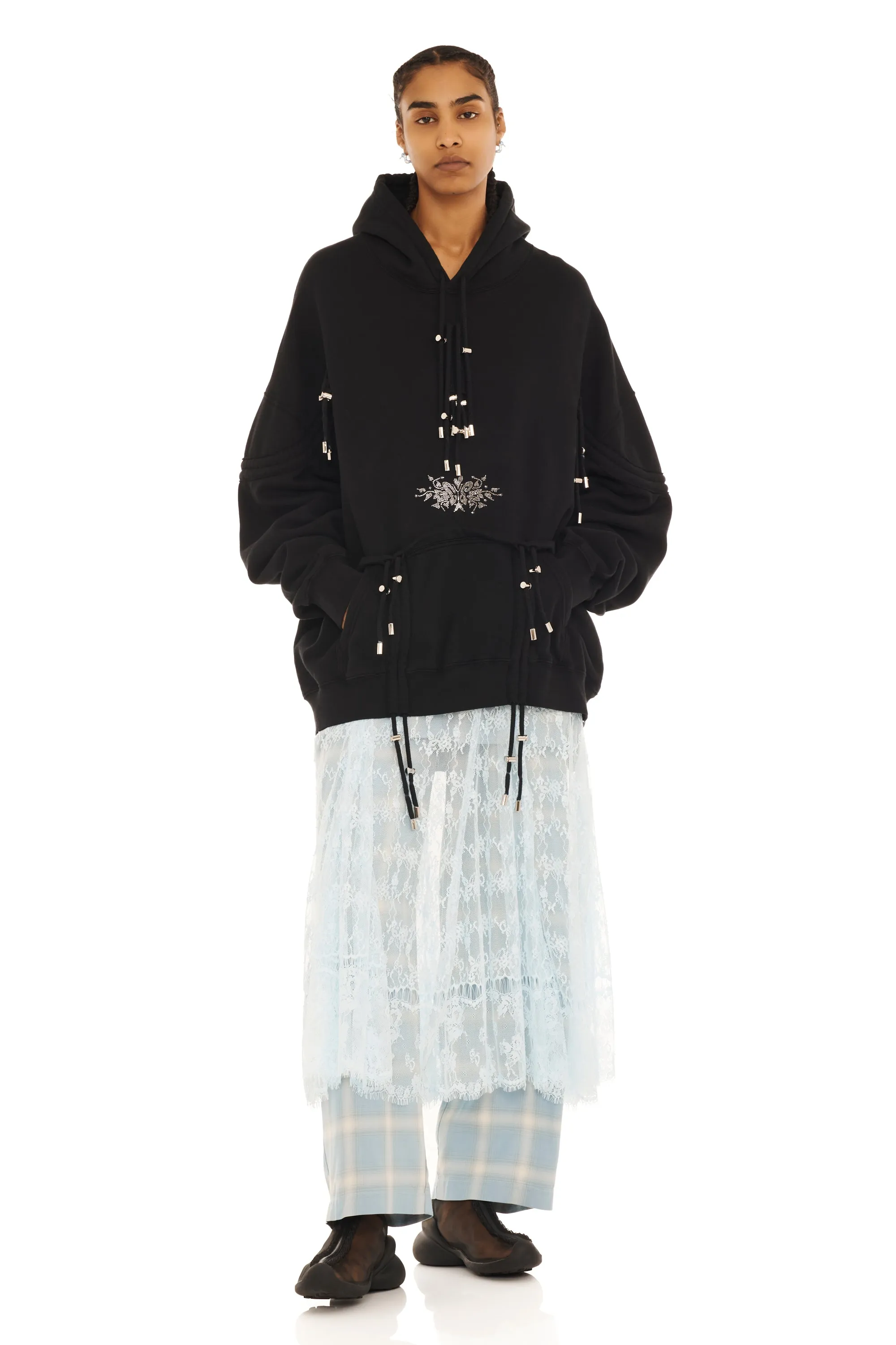 RHINESTONE BLACK BURST HOODIE sold by Collina Strada