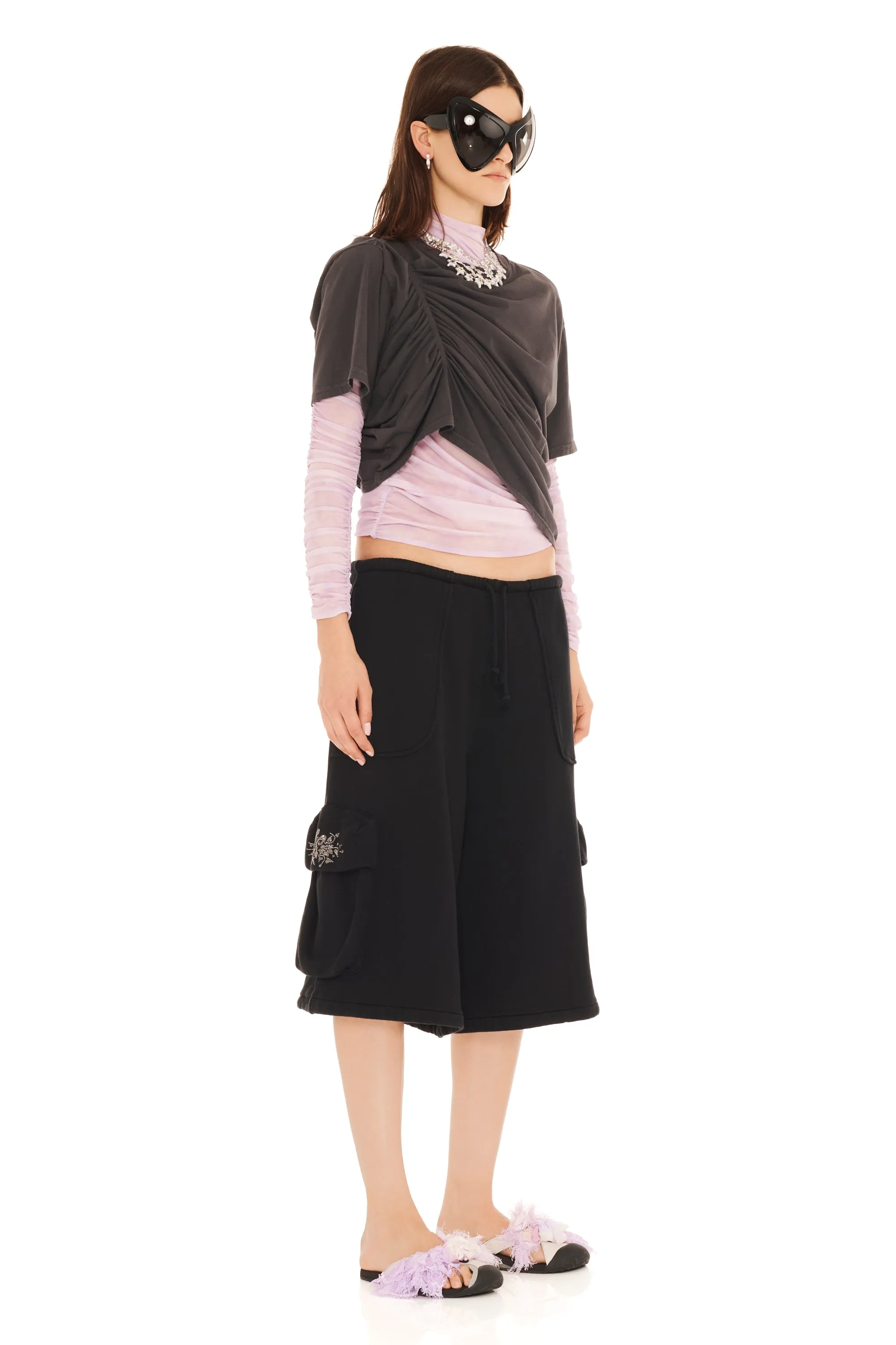 RHINESTONE BLACK CARGO SWEATSHORT sold by Collina Strada product image thumbnail 2