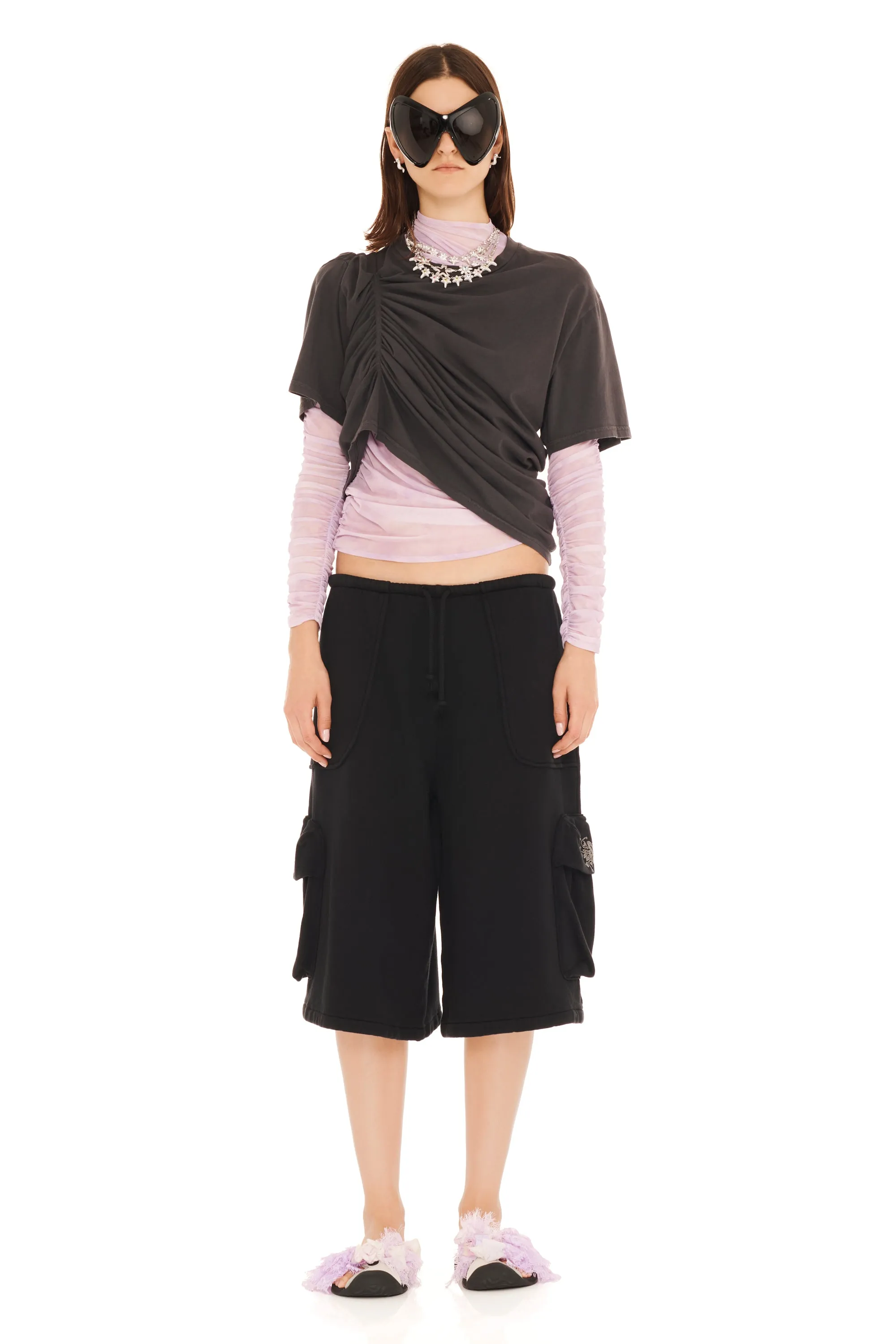 RHINESTONE BLACK CARGO SWEATSHORT sold by Collina Strada