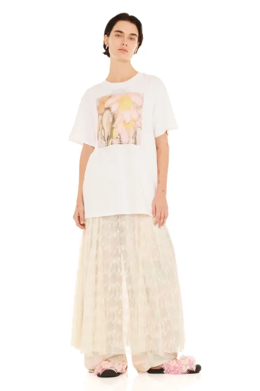 RHINESTONE FLOWER PETAL GRAPHIC TEE made by Collina Strada