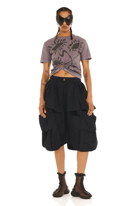 BLACK DENIM HAZEL CARGO SHORT made by Collina Strada