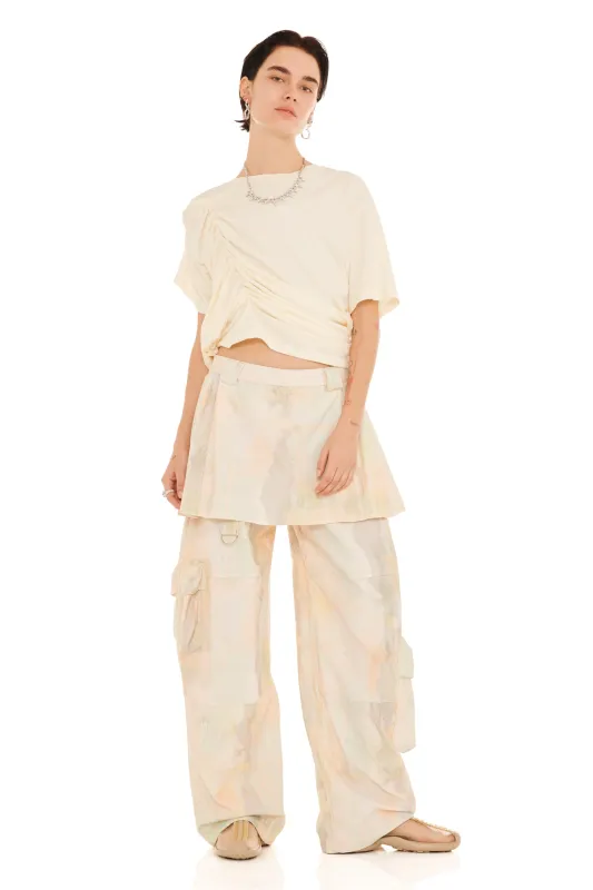 GUA SHA PLAID LAWN SKIRT CARGO PANT made by Collina Strada