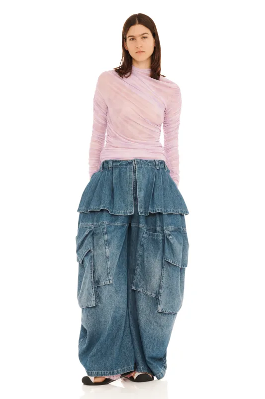 MID BLUE HAZEL CARGO PANT made by Collina Strada