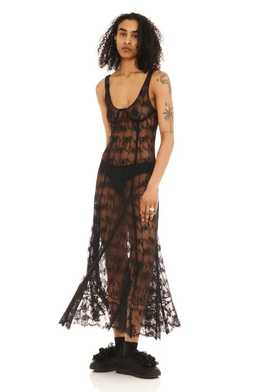 BLACK LONG PAMELA DRESS made by Collina Strada