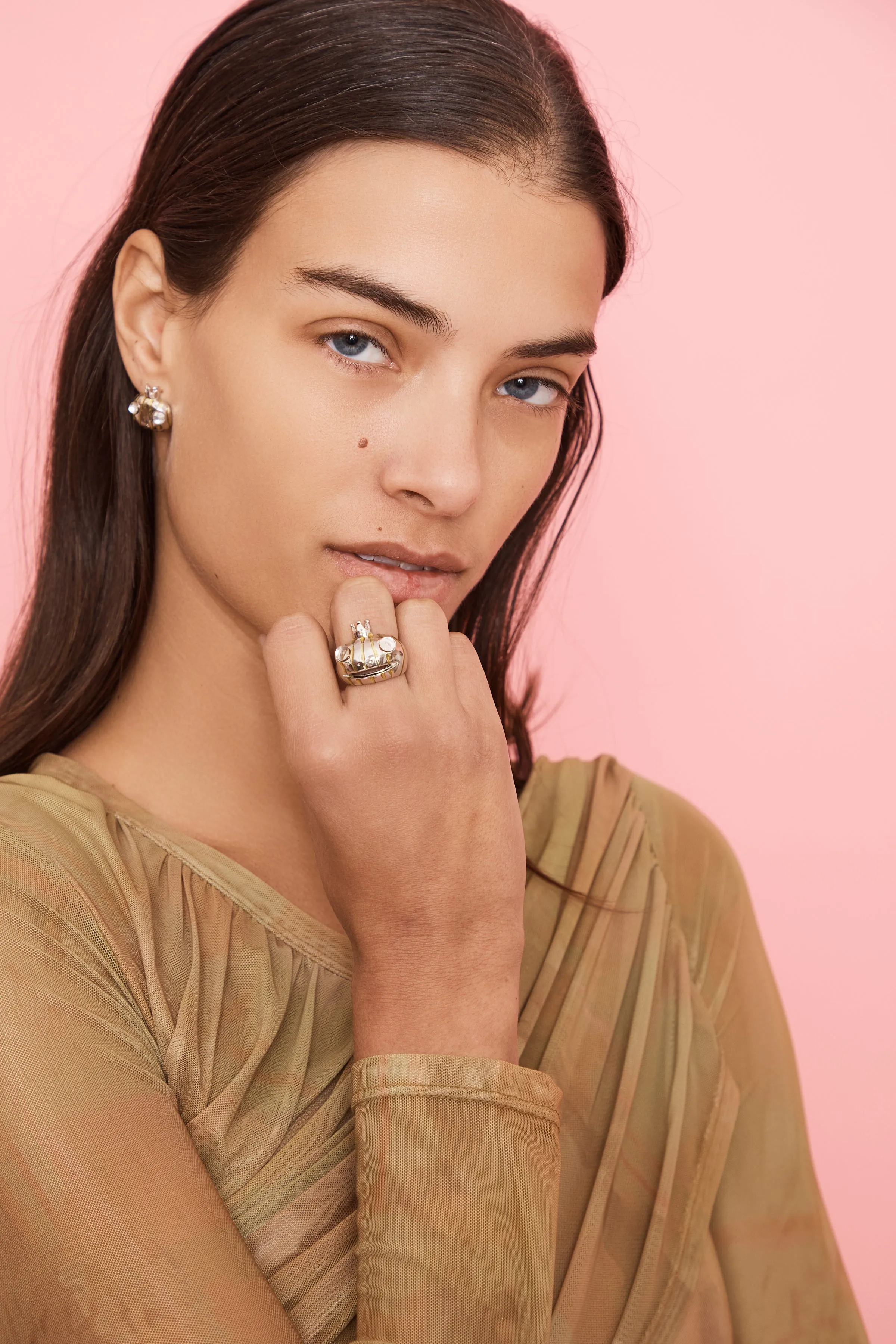 GOLD STRIPE FROG PRINCE STUDS sold by Collina Strada product image thumbnail 2