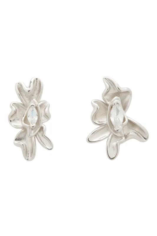 CRYSTAL CLEAR MINI MOLTEN FLOWER EARRINGS made by Collina Strada