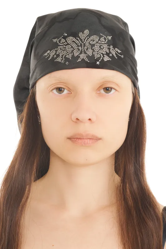 BLACK WATERCOLOR FLORAL PRINCESS FOULARD made by Collina Strada