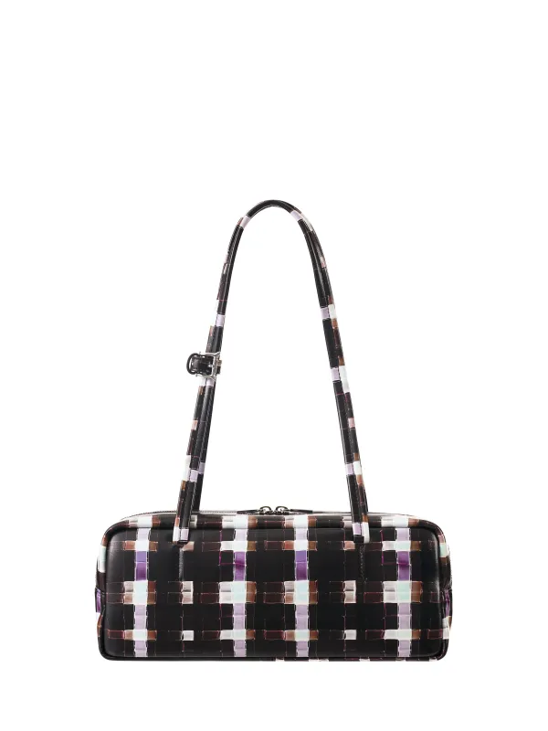 CHOCOLATE PAINTED PLAID BAGUETTE BAG made by Collina Strada