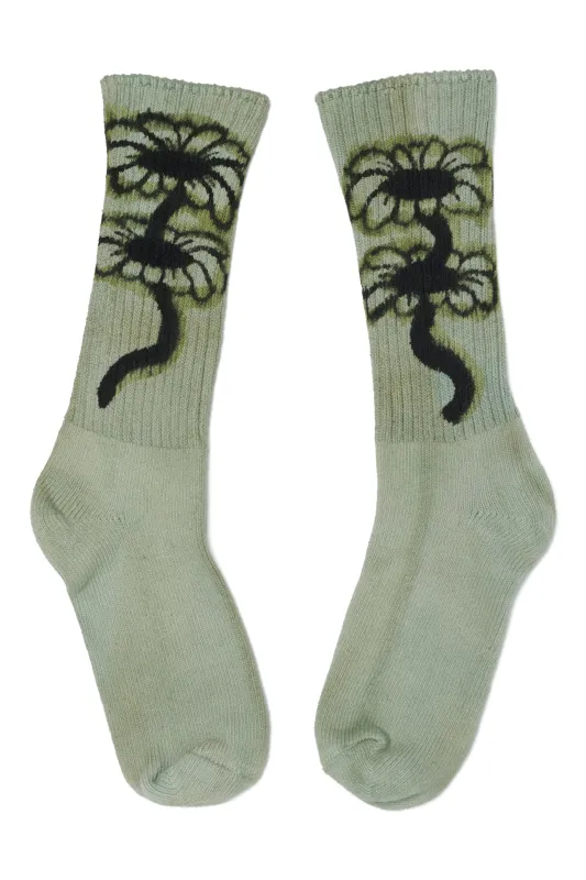 OLIVE TWIN FLOWERS SOCKS made by Collina Strada