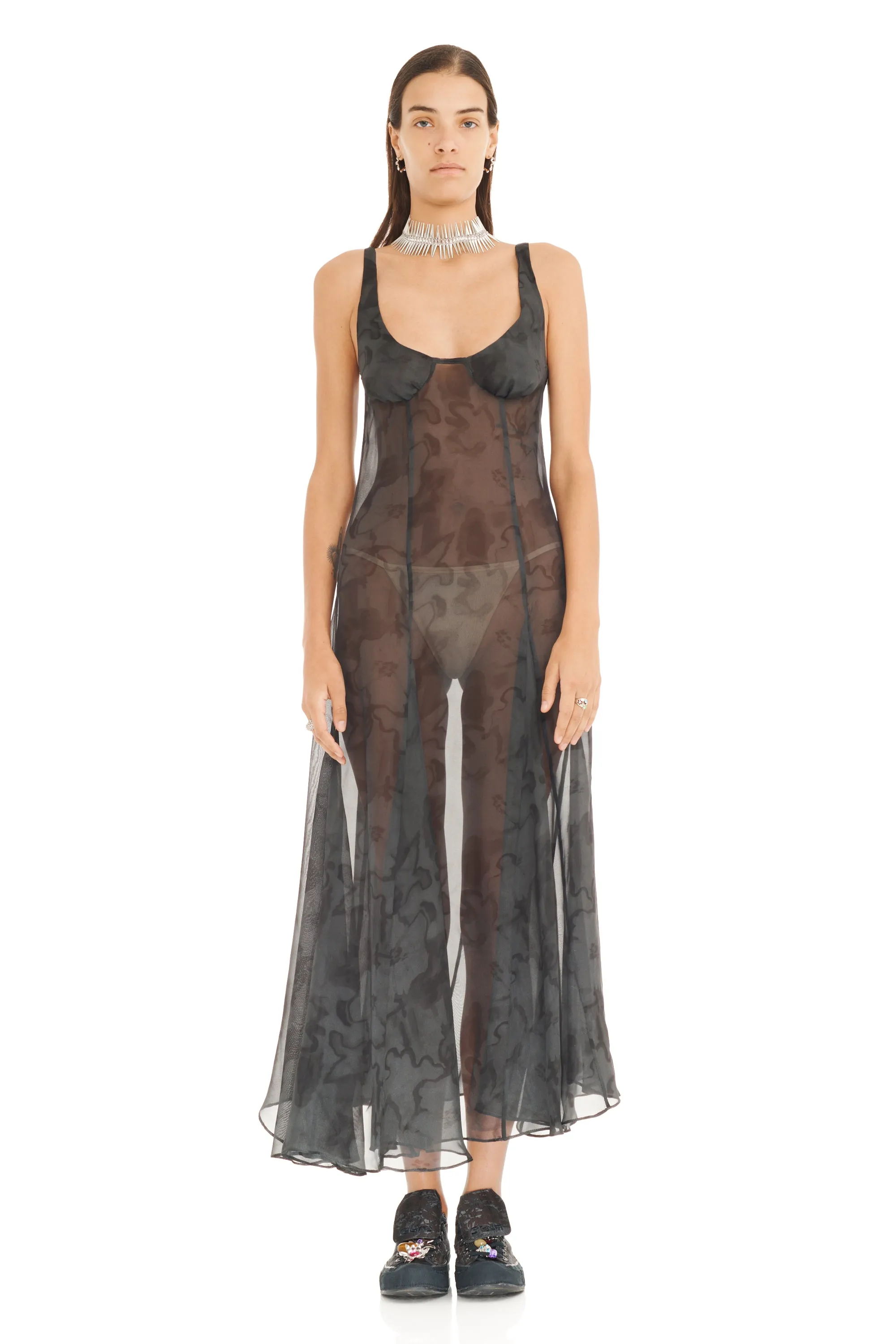 BLACK FLORAL SCRIBBLE PAMELA DRESS sold by Collina Strada product image thumbnail 2