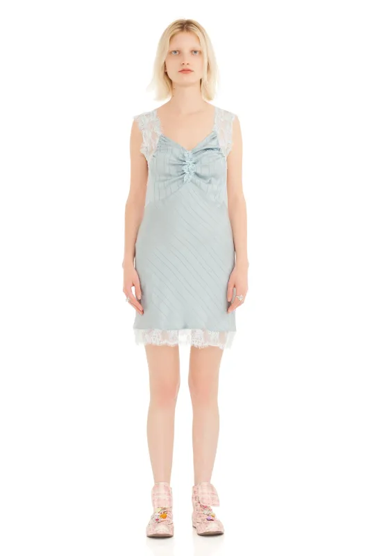 CERULEAN ICE RAINA MINI DRESS made by Collina Strada