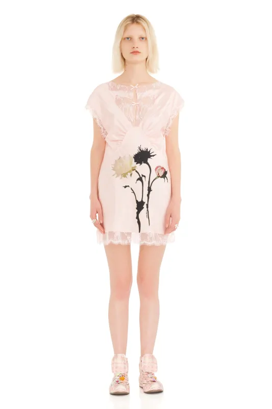 BLUSH FLOWER GOTH WATERLILY MINI DRESS made by Collina Strada