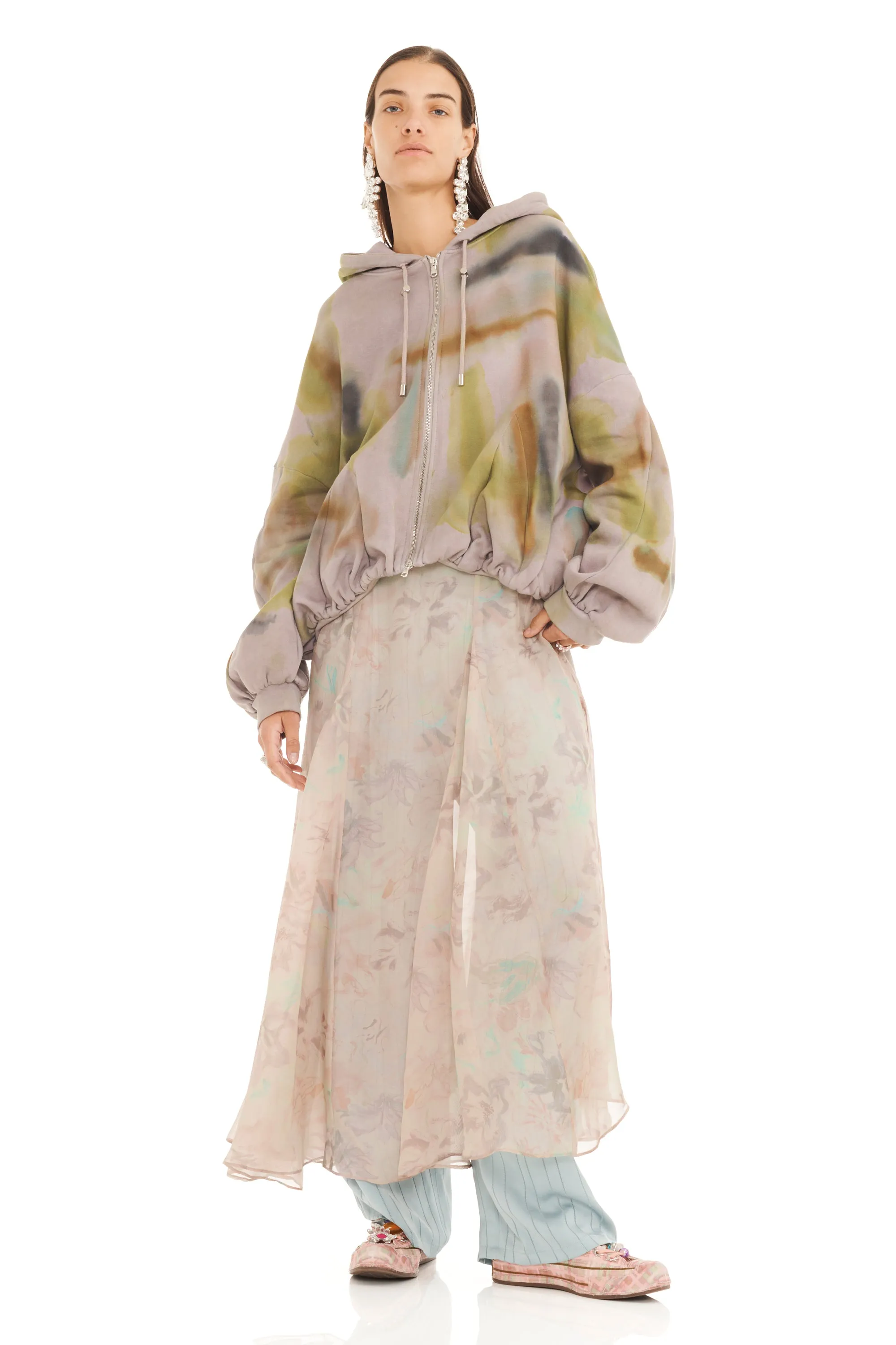 PAINTED FOG GATHERED ZIP UP HOODIE sold by Collina Strada product image thumbnail 5