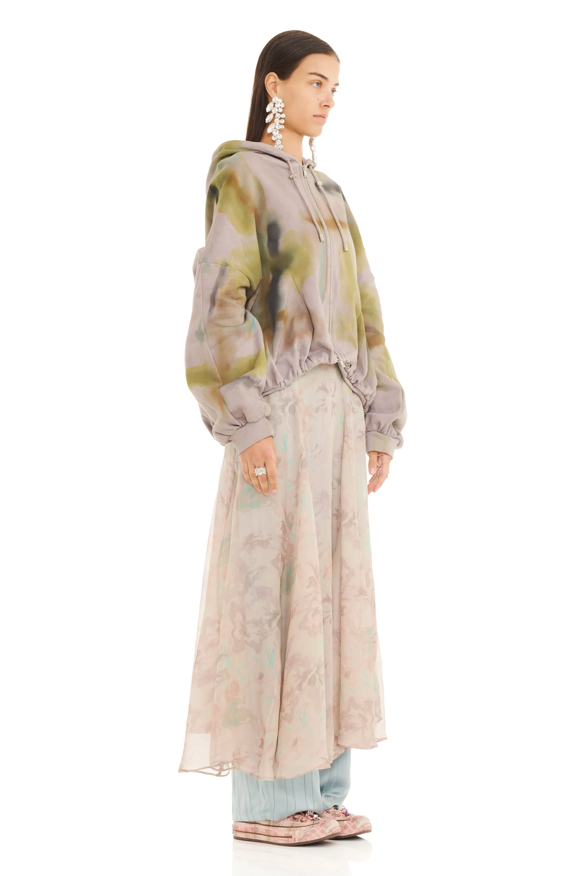 PAINTED FOG GATHERED ZIP UP HOODIE sold by Collina Strada product image thumbnail 2