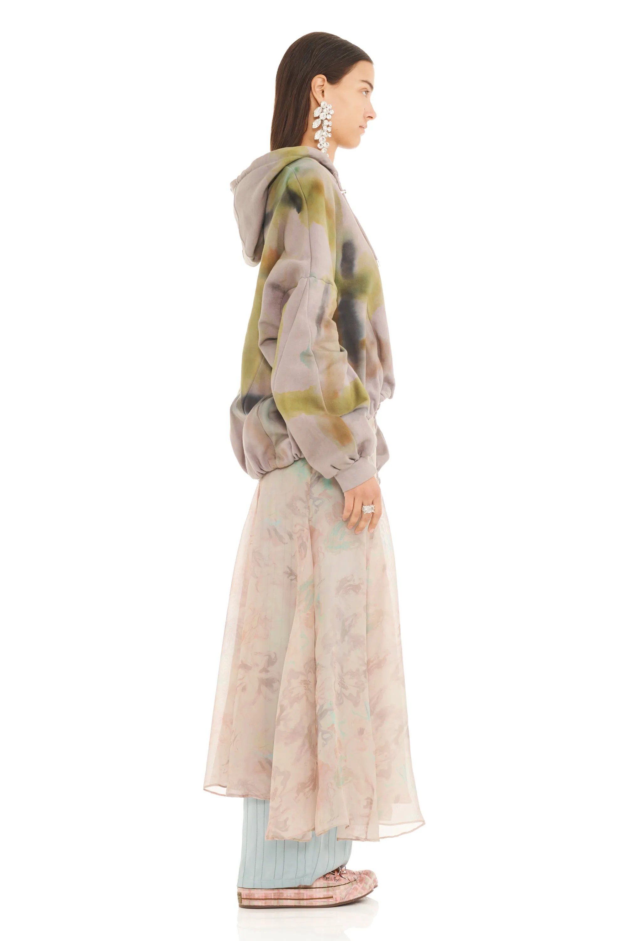 PAINTED FOG GATHERED ZIP UP HOODIE sold by Collina Strada product image thumbnail 3