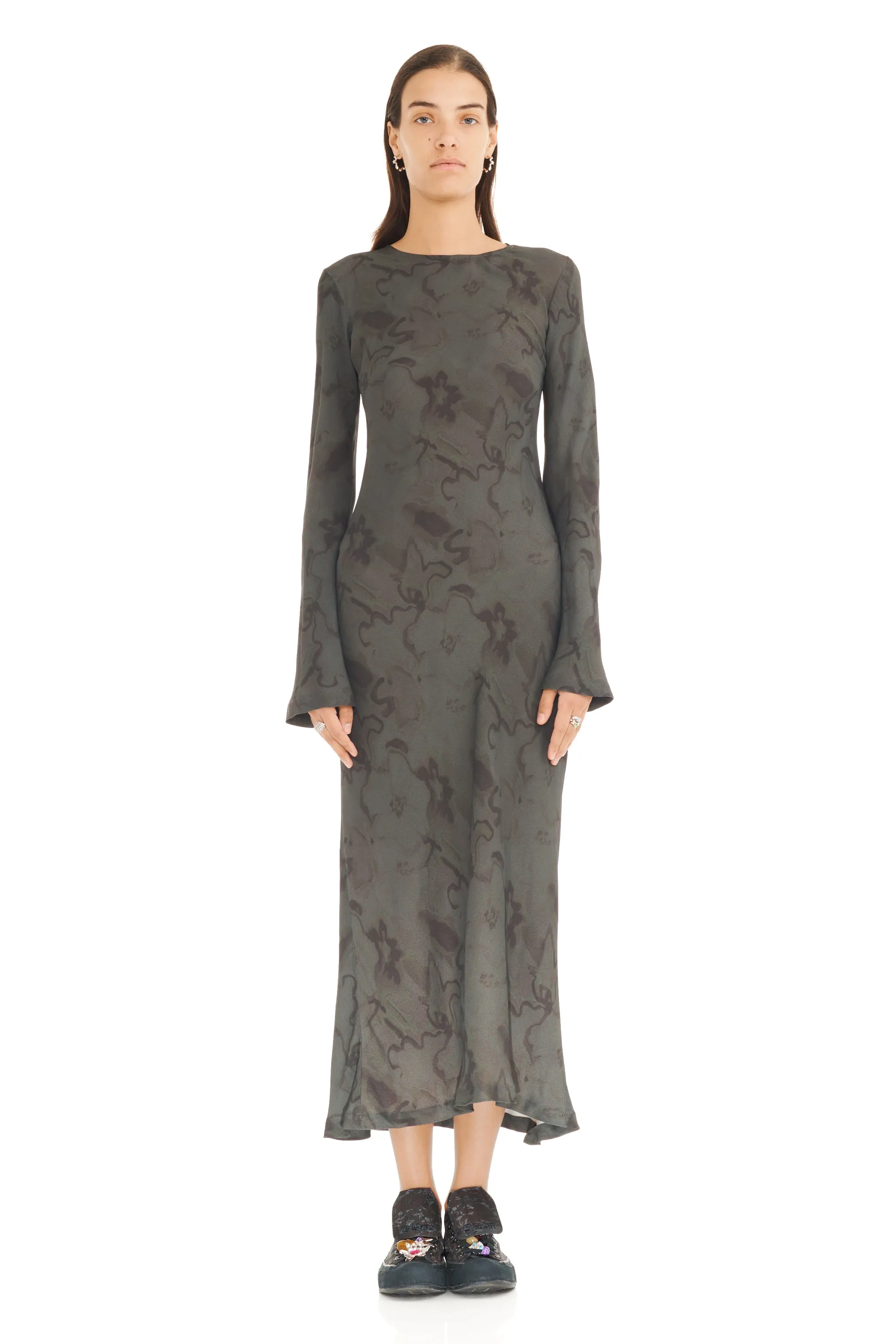 BLACK WATERCOLOR FLORAL YURI DRESS sold by Collina Strada product image thumbnail 2