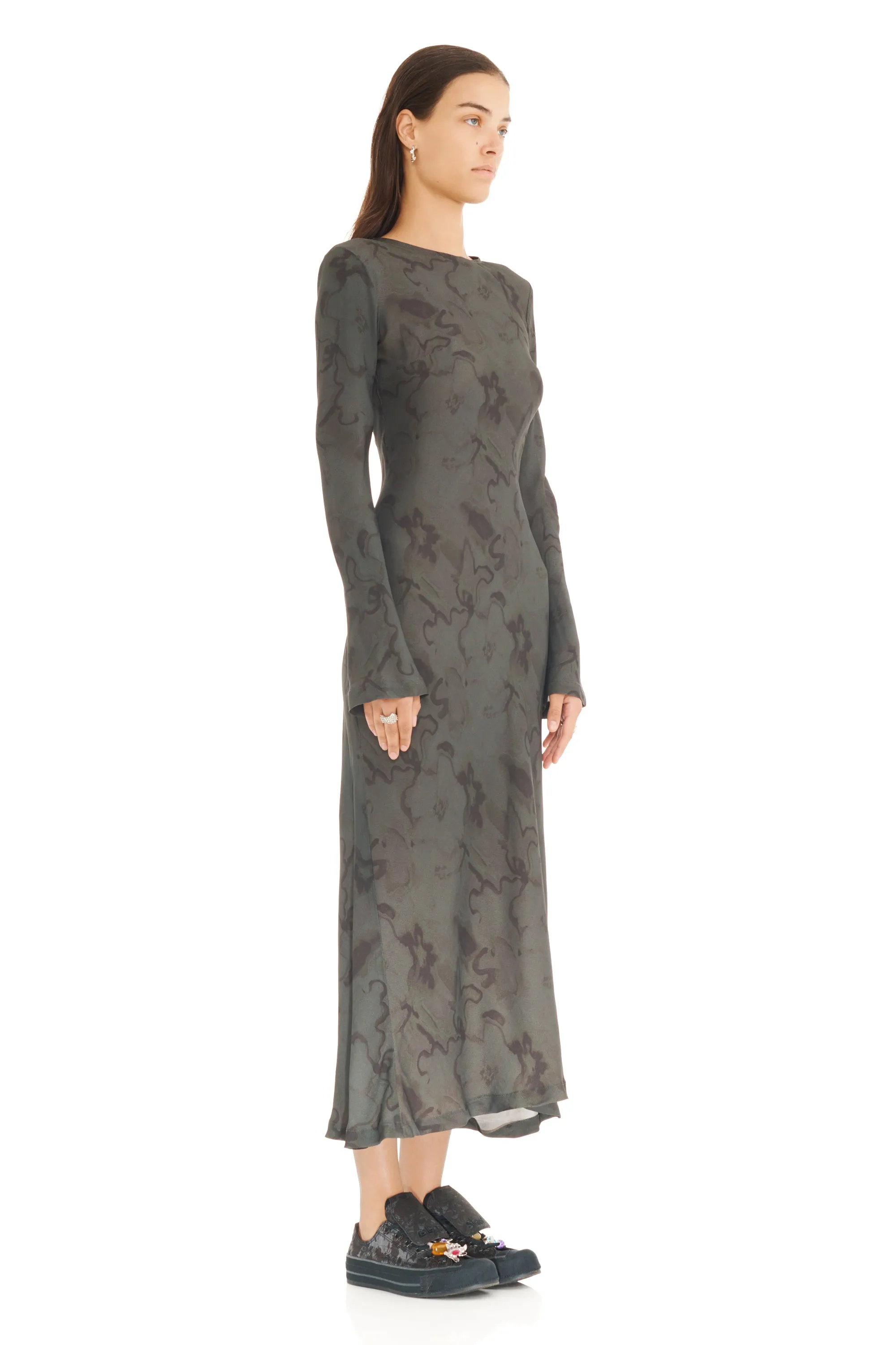 BLACK WATERCOLOR FLORAL YURI DRESS sold by Collina Strada product image thumbnail 3