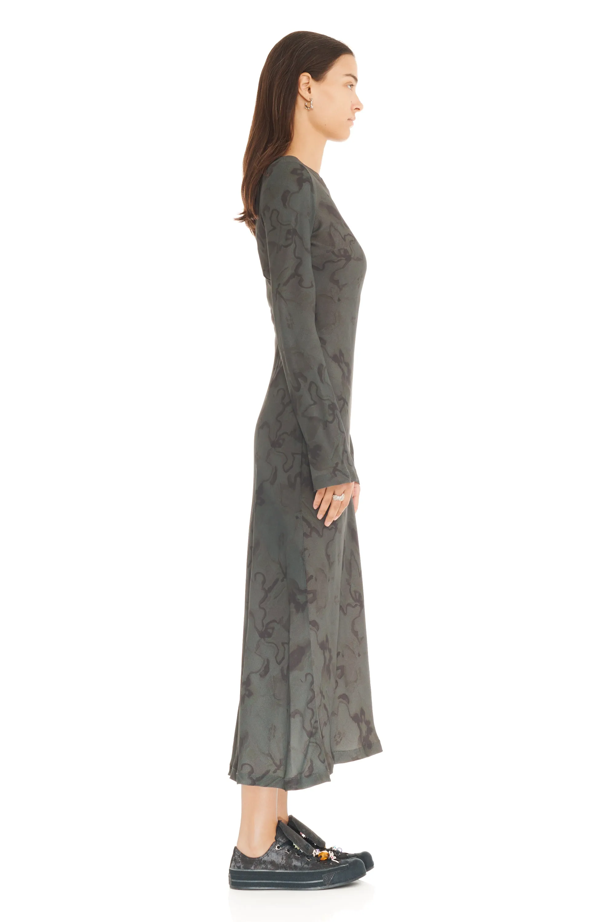 BLACK WATERCOLOR FLORAL YURI DRESS sold by Collina Strada product image thumbnail 4
