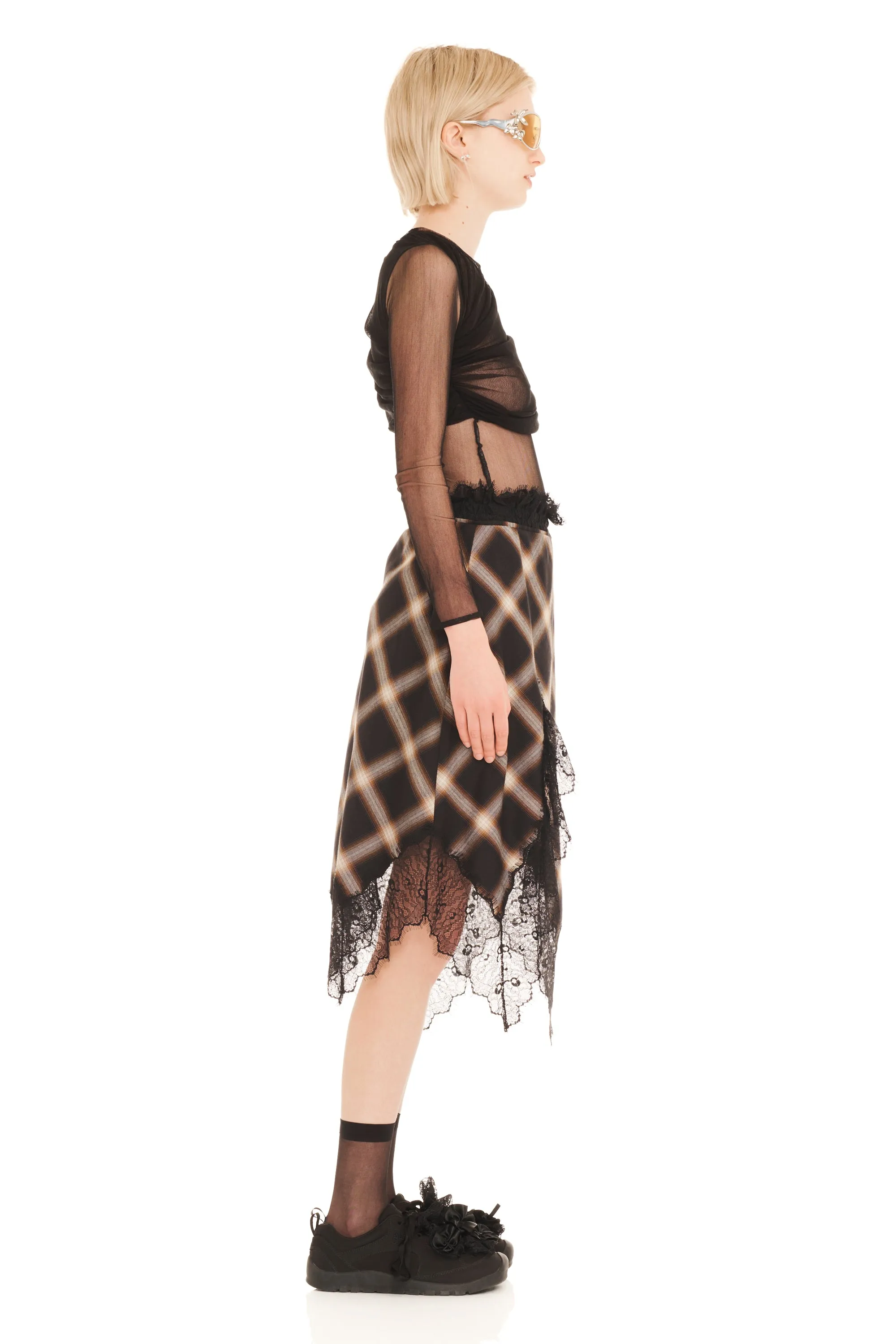 BLACK PLAID WATERLILY SKIRT sold by Collina Strada product image thumbnail 3