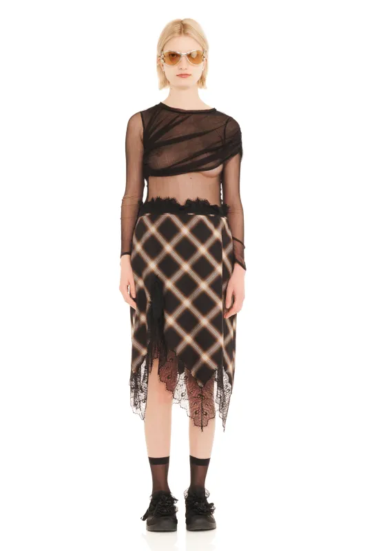 BLACK PLAID WATERLILY SKIRT made by Collina Strada