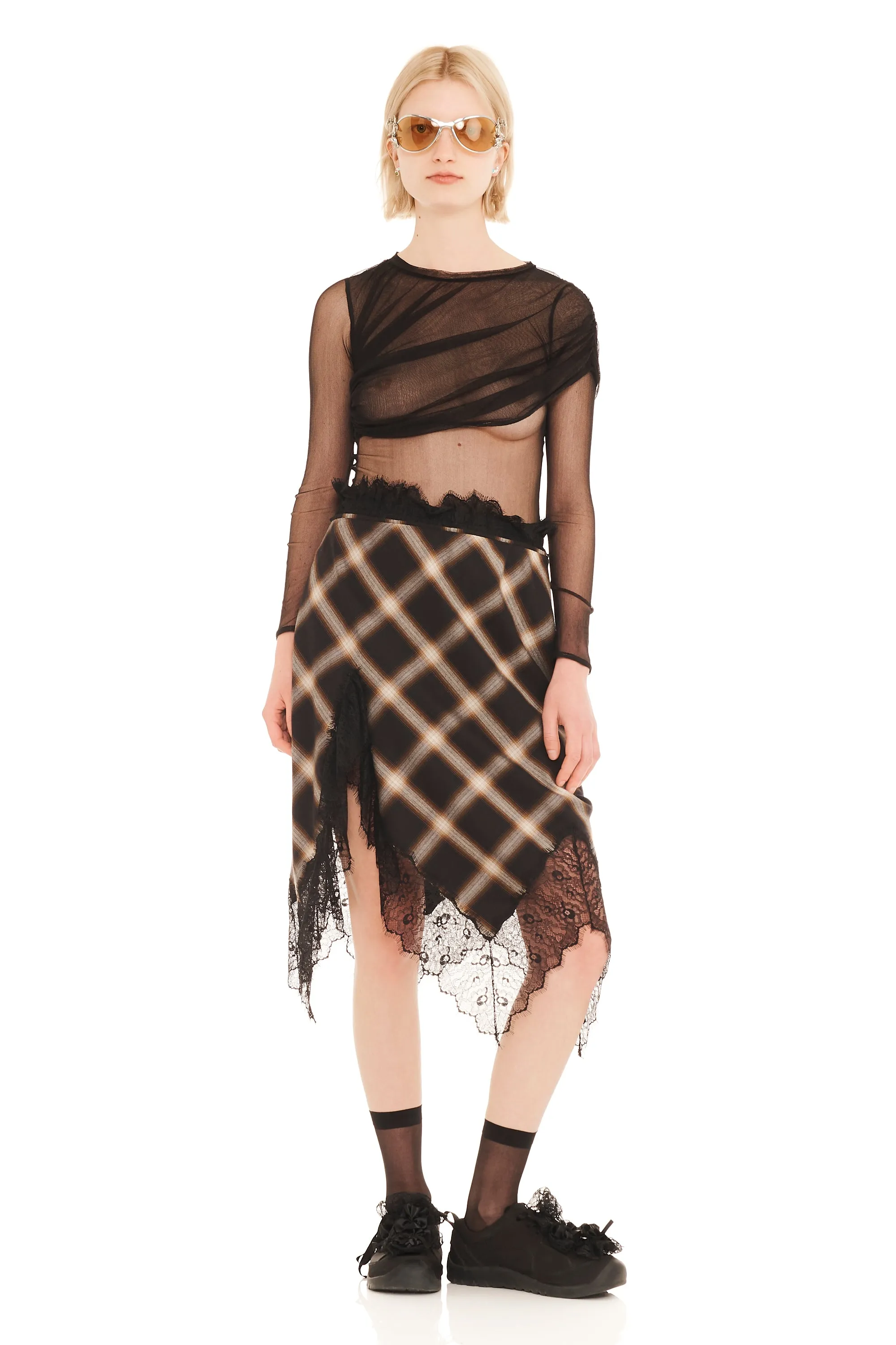 BLACK PLAID WATERLILY SKIRT sold by Collina Strada product image thumbnail 5