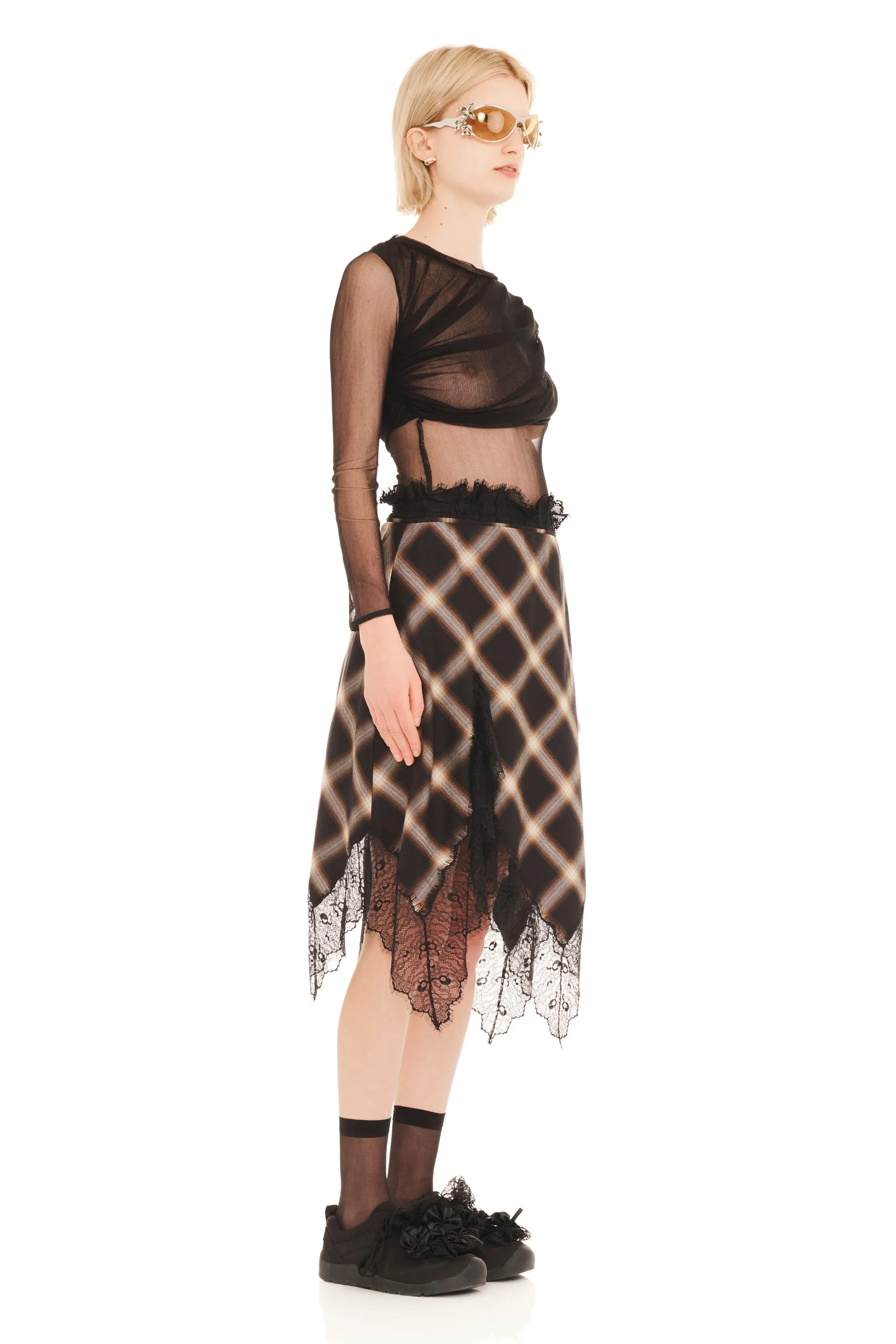 BLACK PLAID WATERLILY SKIRT sold by Collina Strada product image thumbnail 2