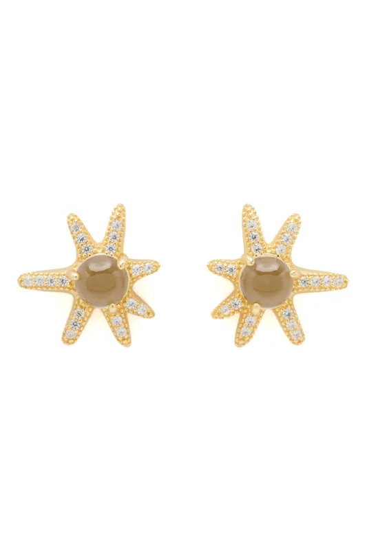 GOLD CLEAR ASTER EARRINGS made by Collina Strada