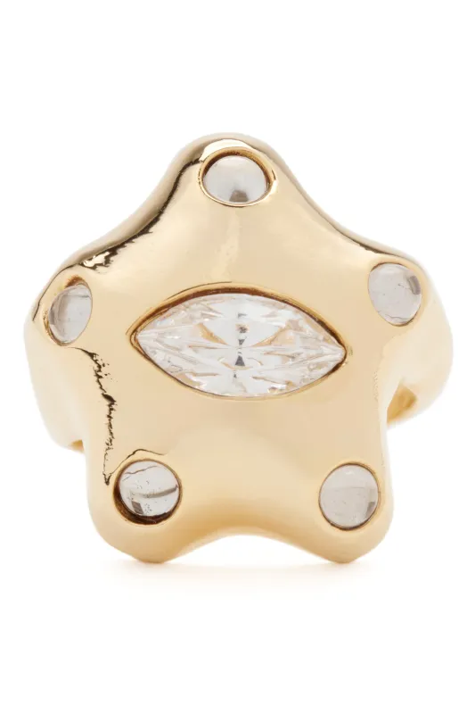 GOLD CLEAR DEMI STARLETTE RING made by Collina Strada