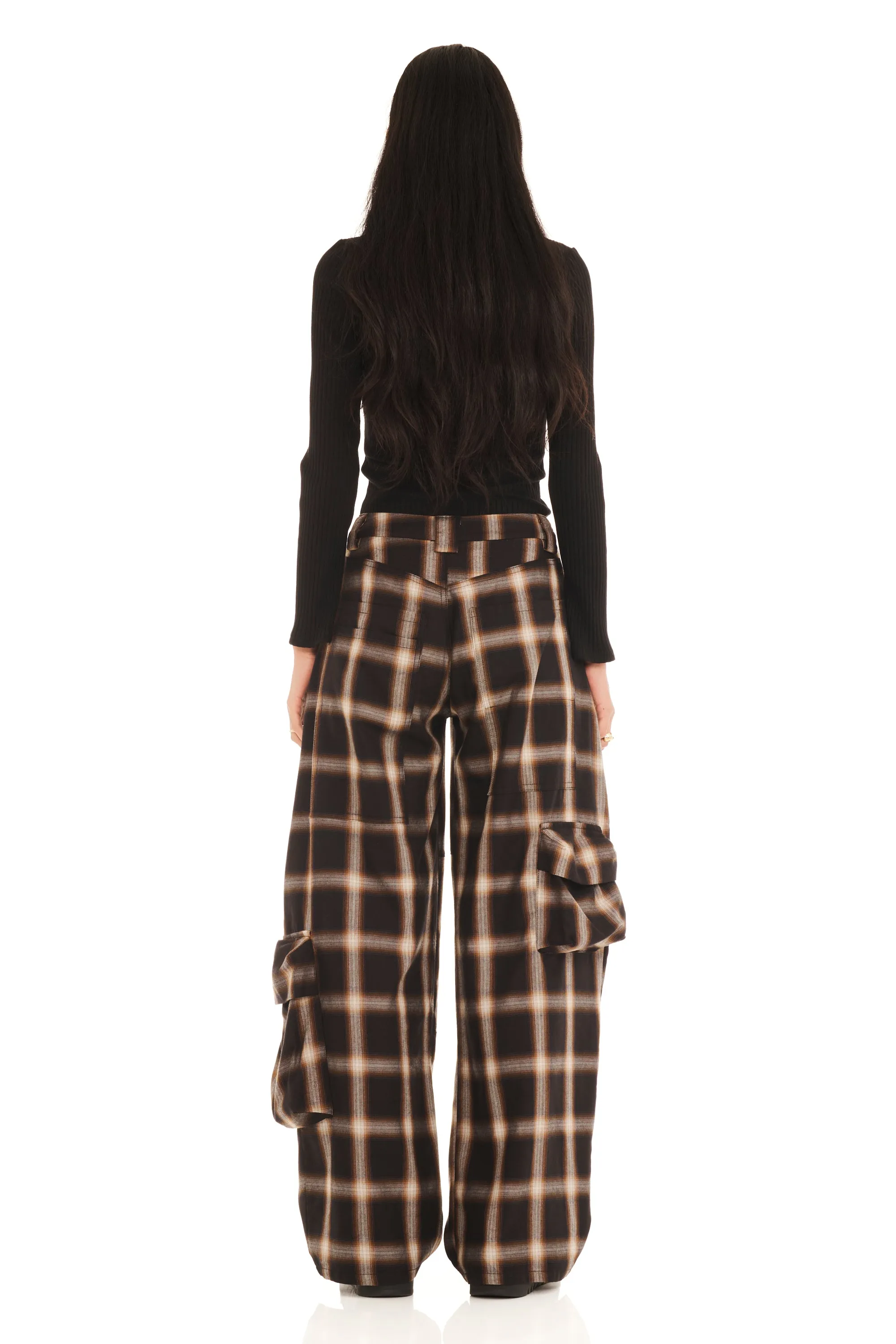 BLACK PLAID LAWN CARGO PANT sold by Collina Strada product image thumbnail 5