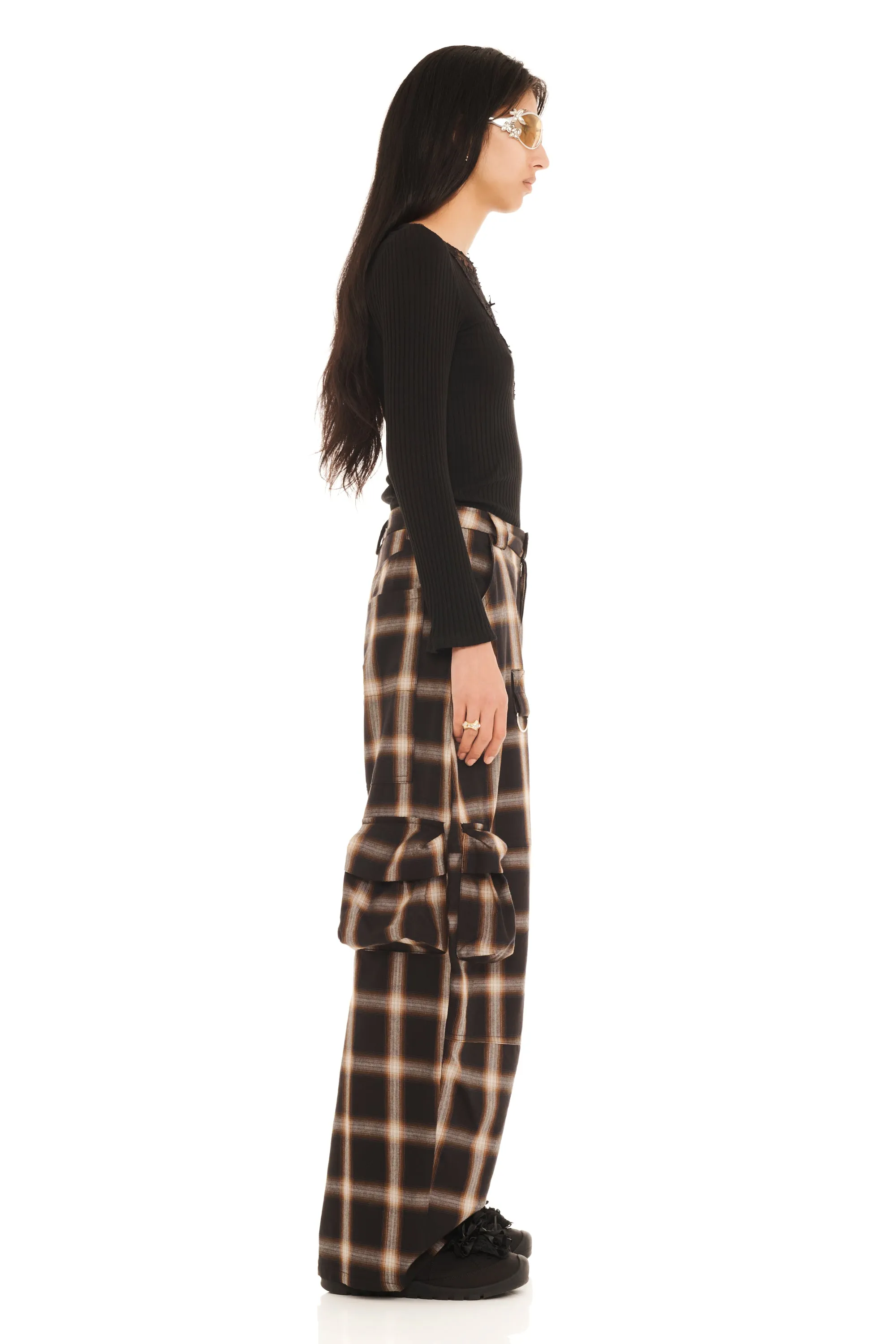 BLACK PLAID LAWN CARGO PANT sold by Collina Strada product image thumbnail 4