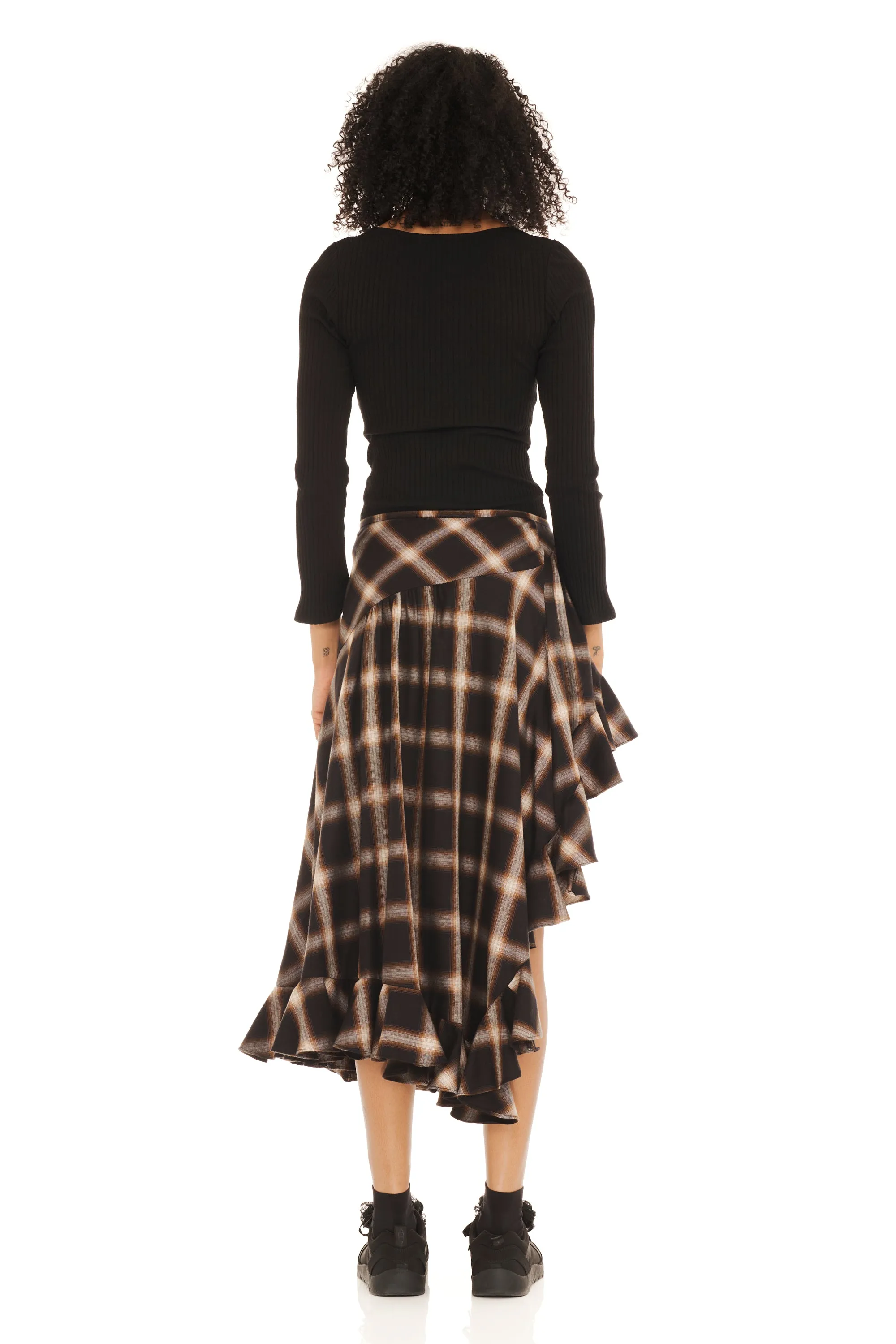BLACK PLAID FLORIST SKIRT sold by Collina Strada product image thumbnail 4