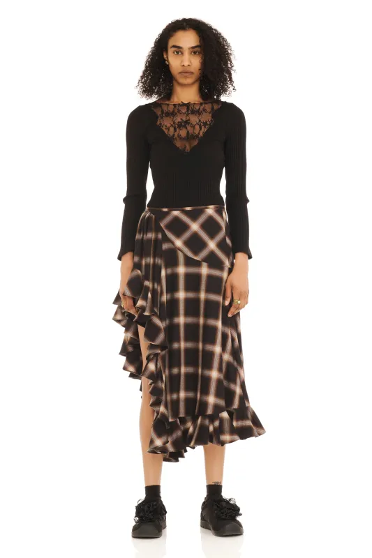 BLACK PLAID FLORIST SKIRT made by Collina Strada