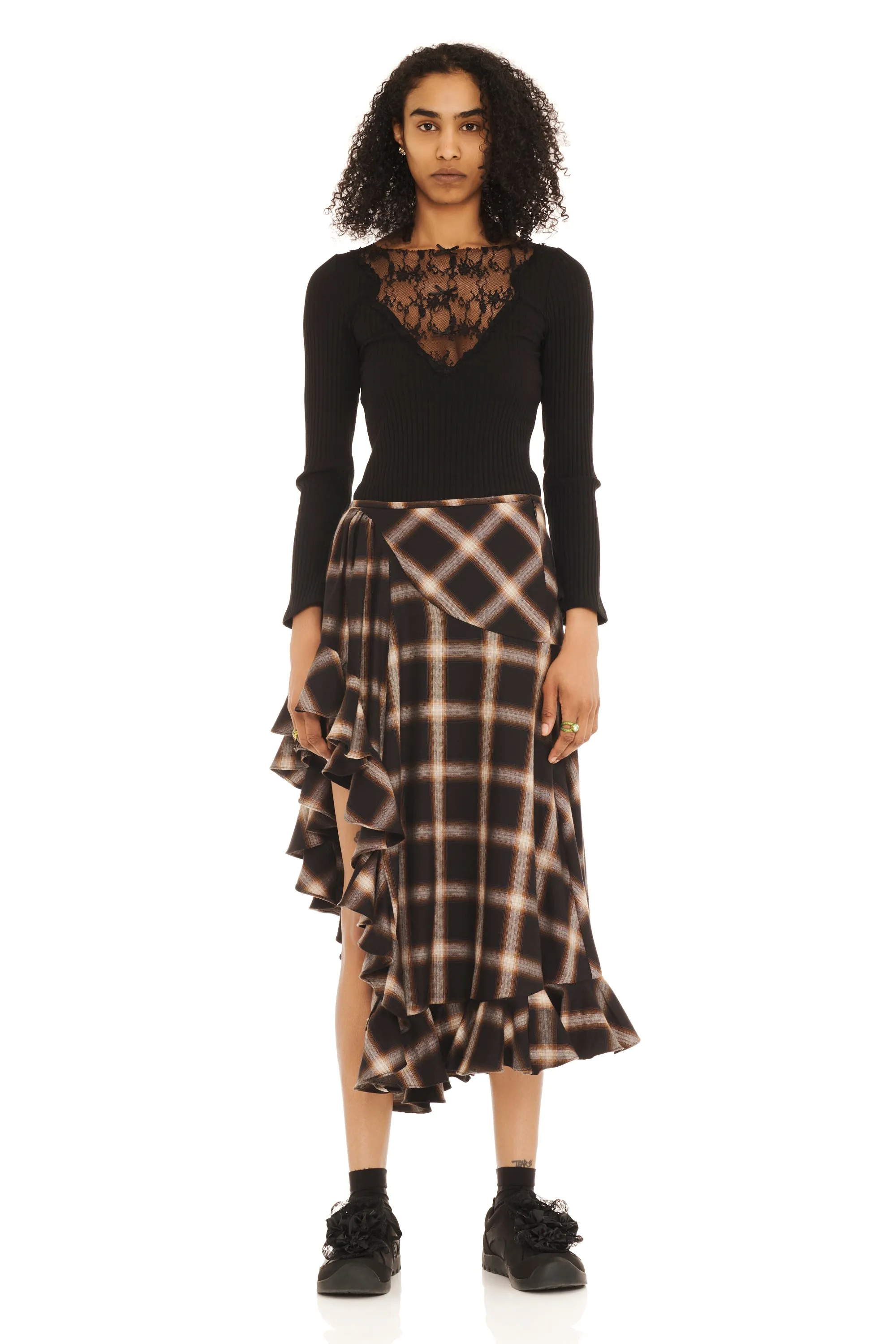 BLACK PLAID FLORIST SKIRT sold by Collina Strada