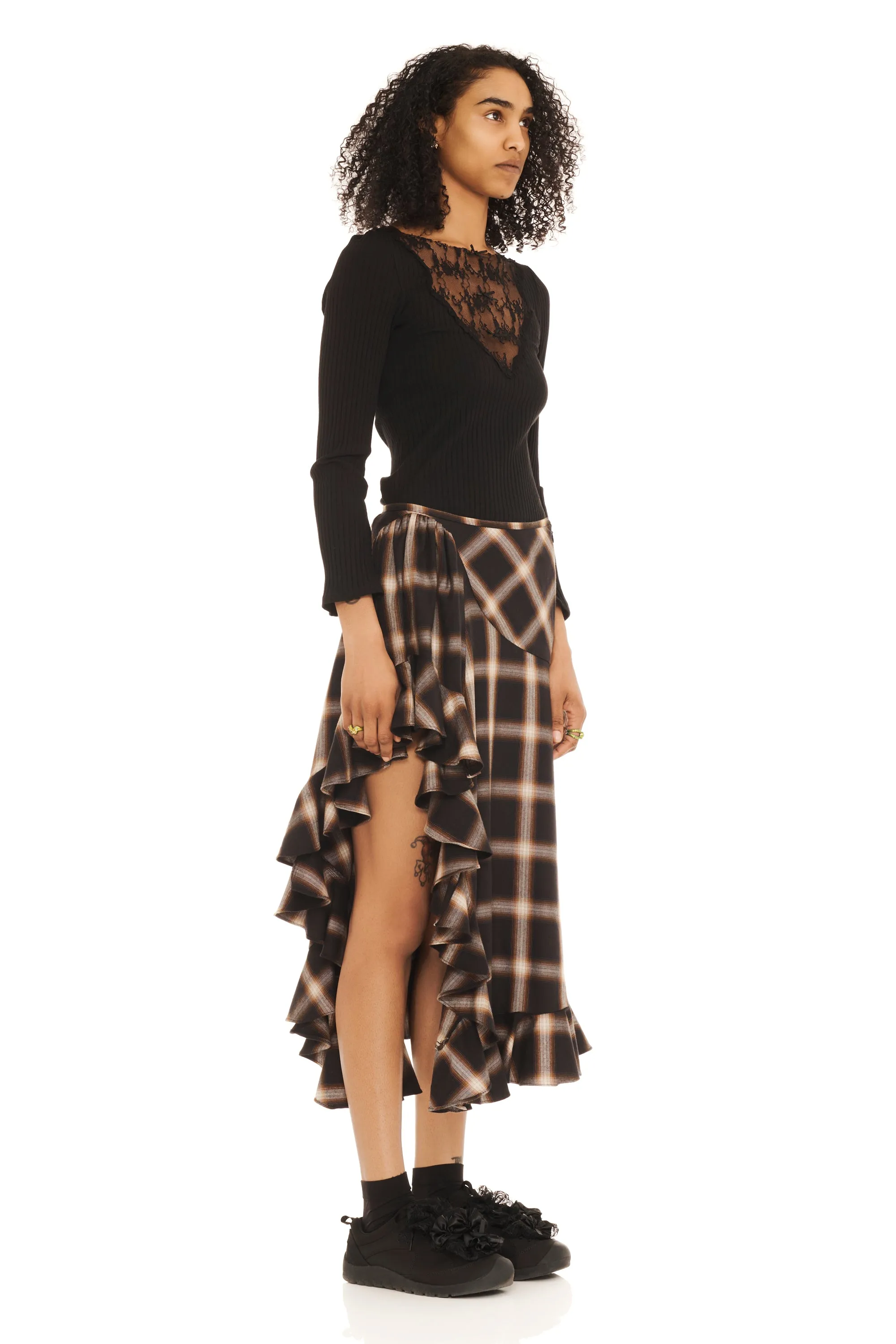 BLACK PLAID FLORIST SKIRT sold by Collina Strada product image thumbnail 2