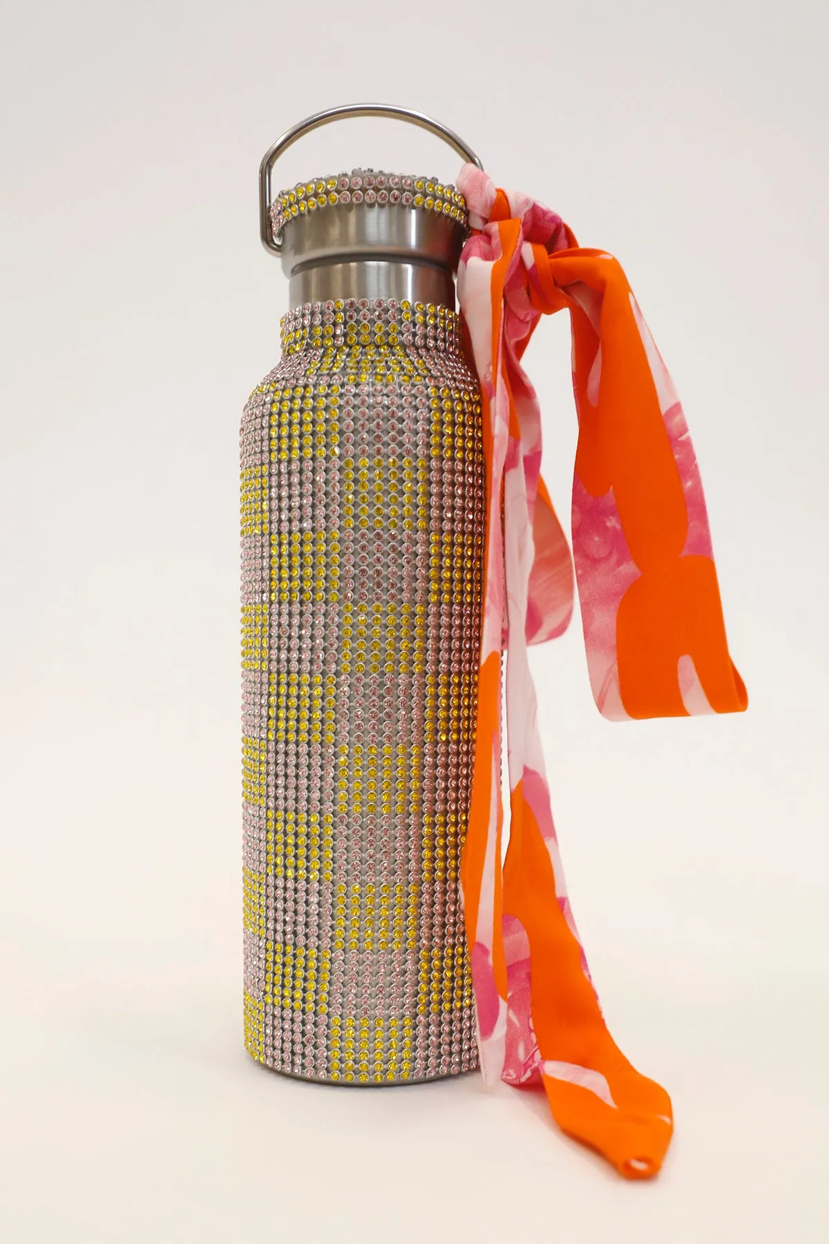 RHINESTONE WATER BOTTLE PINK YELLOW CHECKER sold by Collina Strada product image thumbnail 3