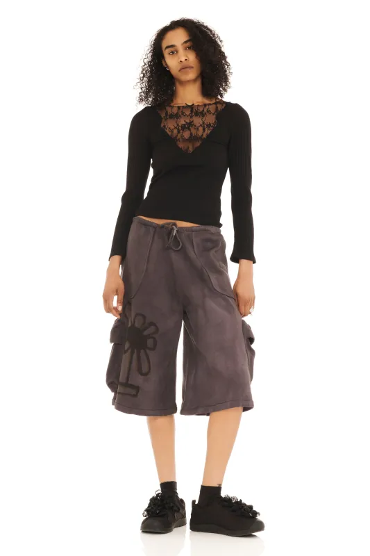 DARK CHARCOAL FLOWER POT CARGO SWEATSHORT made by Collina Strada