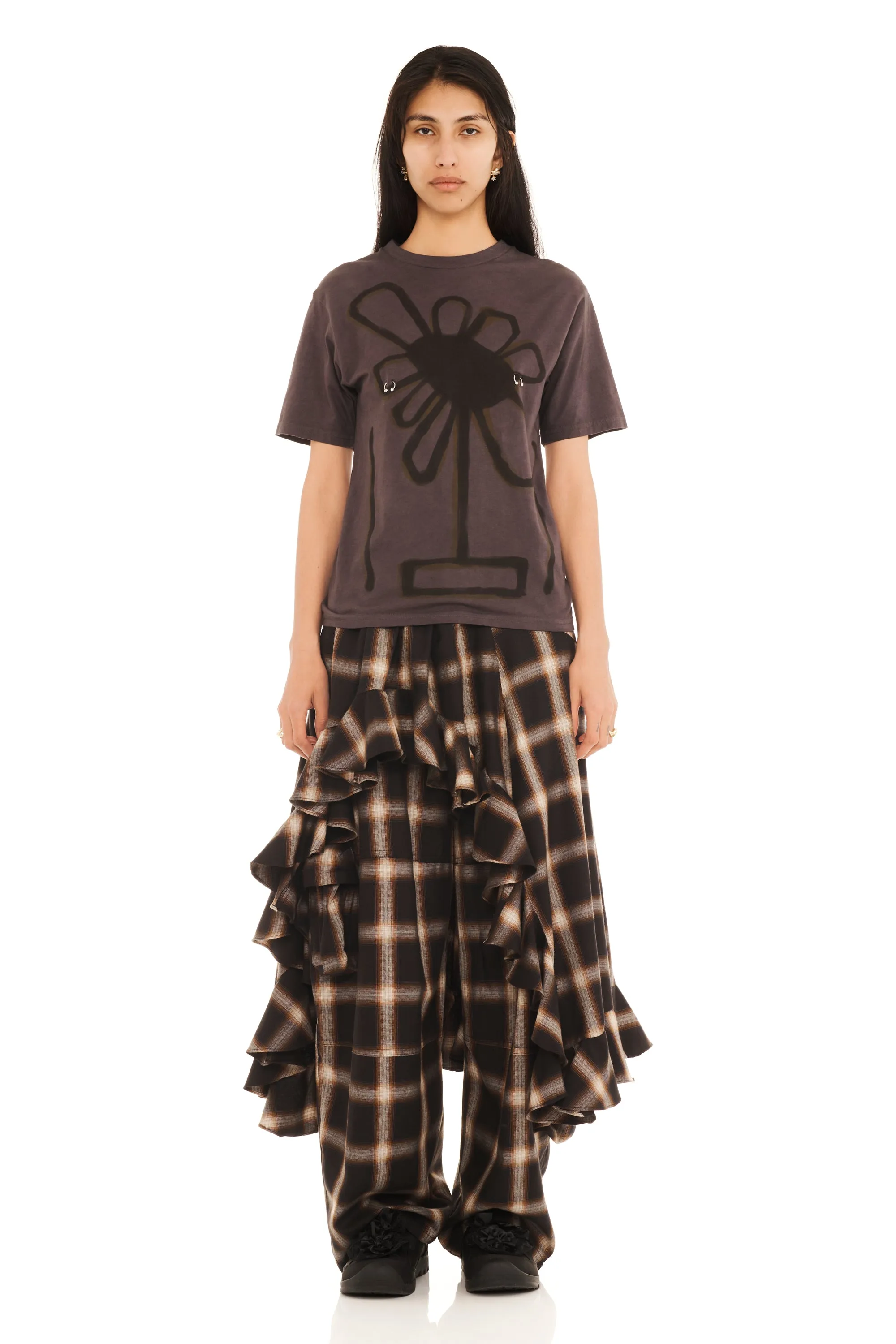 DARK CHARCOAL FLOWER POT PIERCED TEE sold by Collina Strada