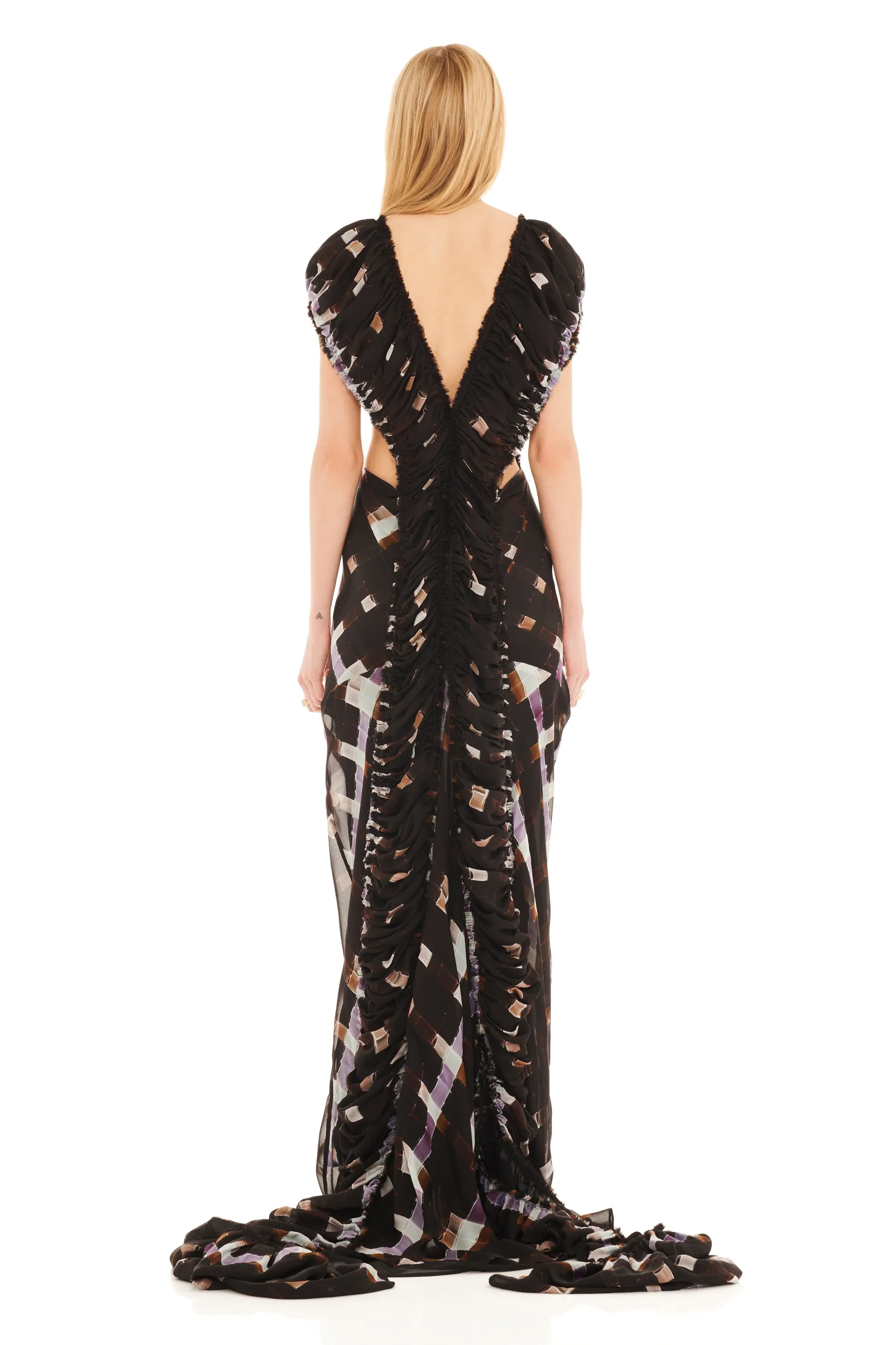 CHOCOLATE PAINTED PLAID LILITH DRESS sold by Collina Strada product image thumbnail 4