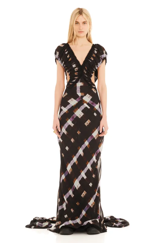 CHOCOLATE PAINTED PLAID LILITH DRESS made by Collina Strada