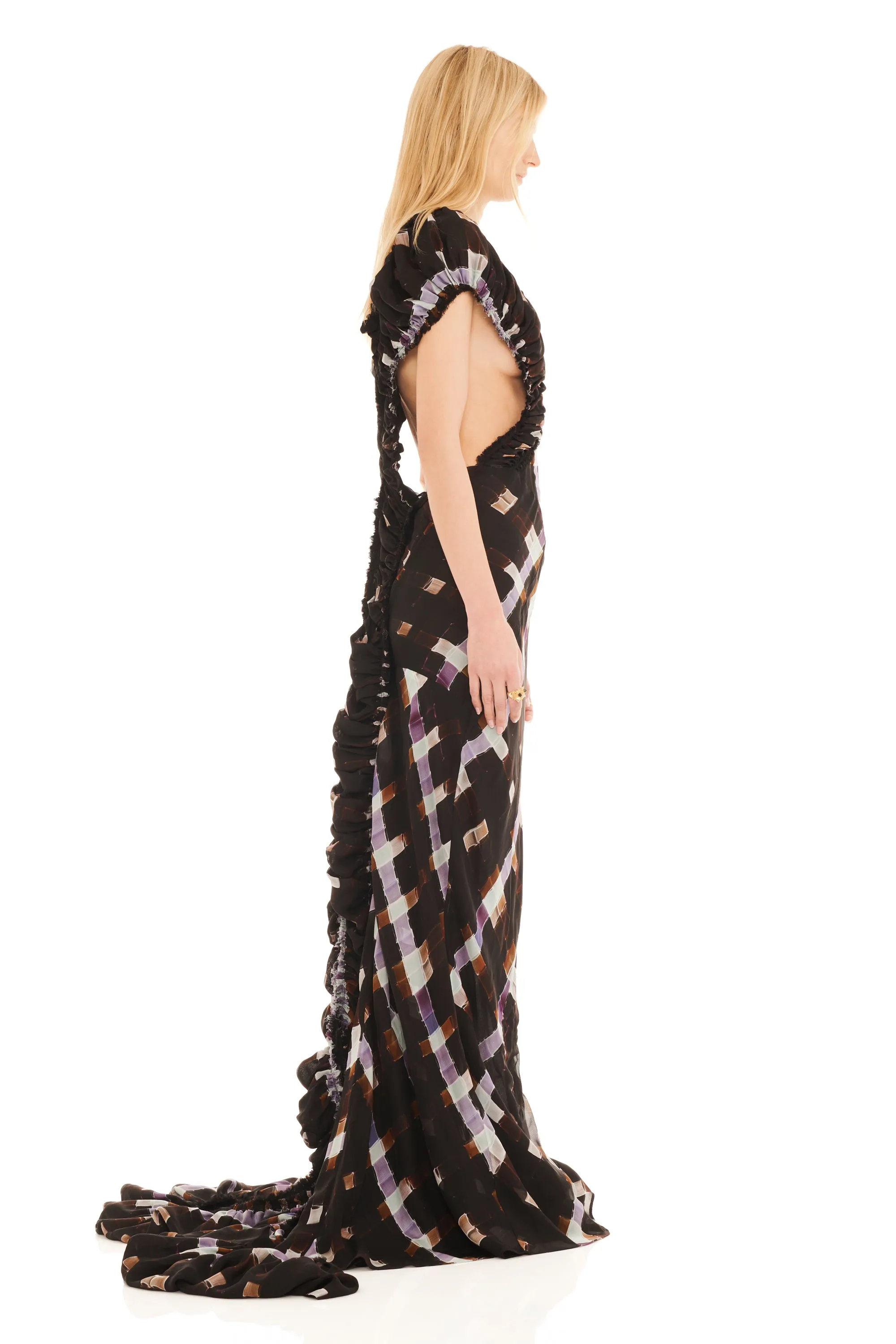 CHOCOLATE PAINTED PLAID LILITH DRESS sold by Collina Strada product image thumbnail 3