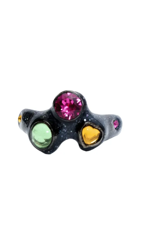 GLITTER BLACK FLORENCE RING sold by Collina Strada